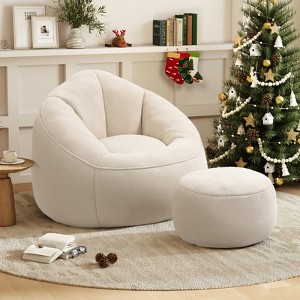 Aukfa Bean Bag Chair, Ultra-Soft Microfiber, Ergonomic Lounge Chair for Adults/Kids Or Living Room, Bedroom/Brown/Blue/Gray/White/Pink/Yellow - 1 of 4