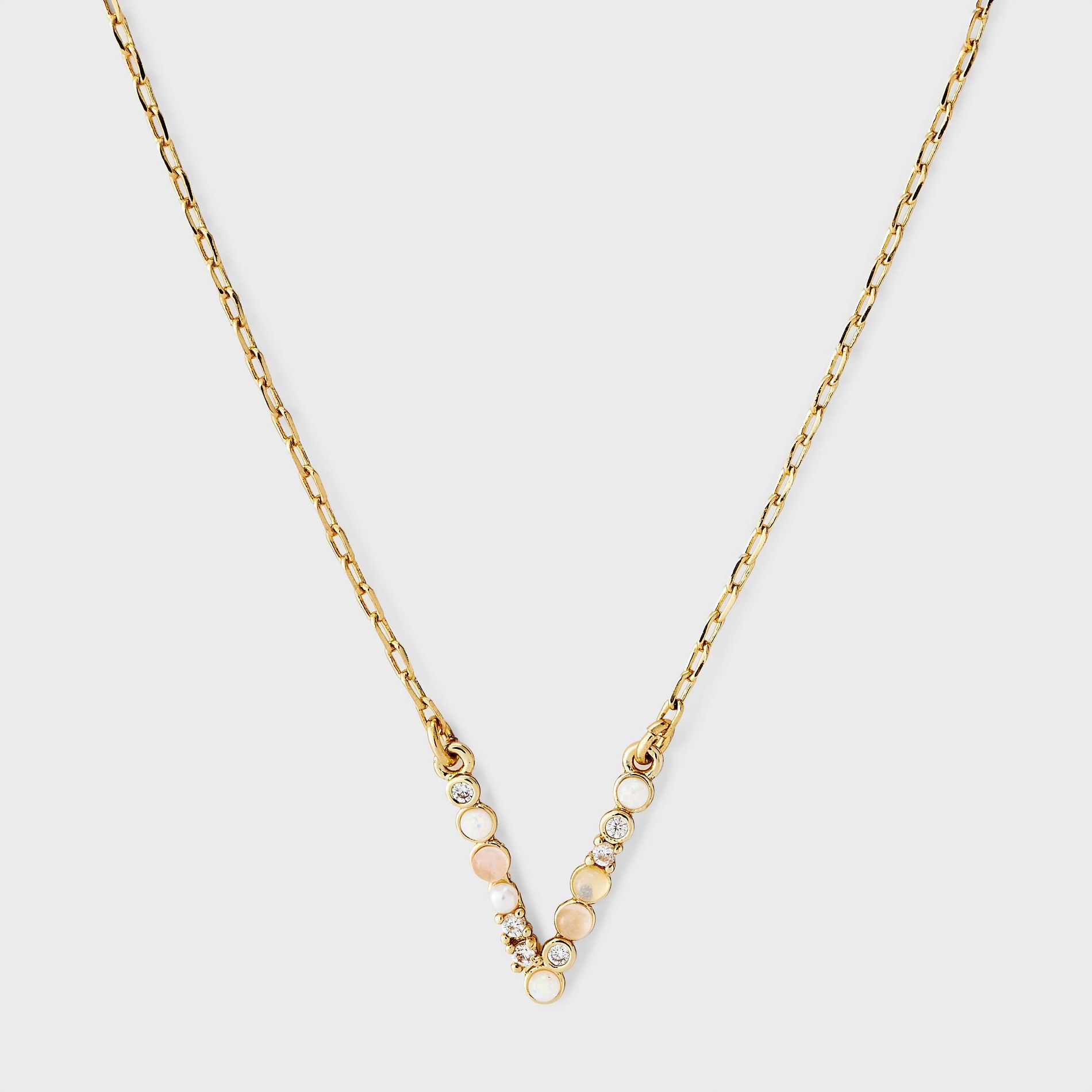 14k Gold Dipped Opal Pearl & Cubic Zirconia Letter Initial Necklace - A New Day™ Gold