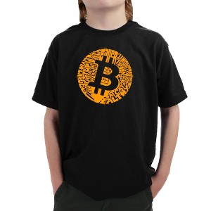 LA Pop Art Boy's Word Art T-shirt - Bitcoin Black X Small - 1 of 4
