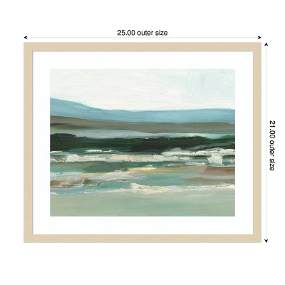 Cool Vista I Abstract Landscape Giclee Print in Natural Wood Frame