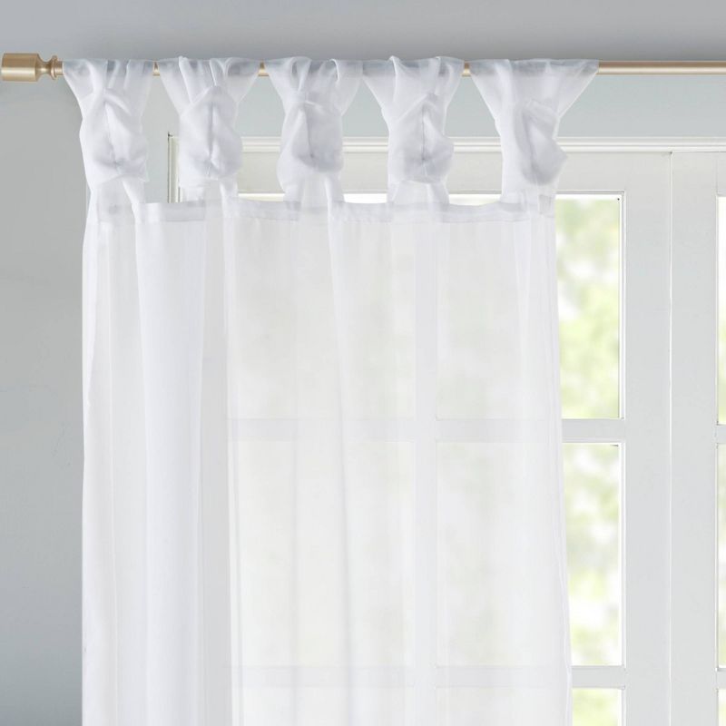 Set of 2 Persis Twisted Tab Voile Sheer Window White, 4 of 9