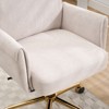 VASIP  Ergonomic Swivel Office Chair with Adjustable Backrest,Velvet Upholstery for Long Sitting Comfort,for Home, Bedroom and Office, White - 3 of 4