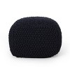 Pim Modern Knitted Cotton Cube Pouf Dark Blue - Christopher Knight Home: Footrest & Seating Option - 2 of 4