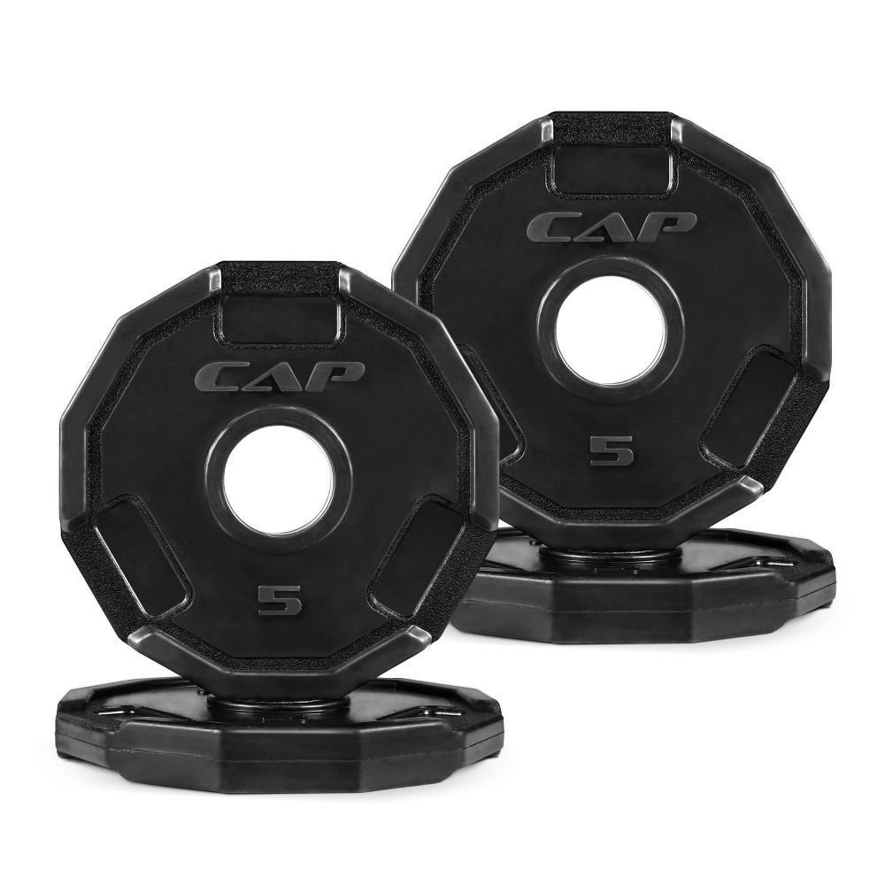 CAP Barbell 5lbs 2" Olympic Pro Rubber Coated Cast Iron Plate 4pc - Black