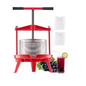 VEVOR 2.38 Gal/9L Fruit Wine Press, Stainless Steel Basket with Cross-beam and Triangular Structure, Manual Juice Maker, Red - 1 of 4