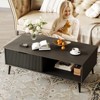 41.34''D Coffee Table, 2-Tiers Farmhouse Coffee Tables With Storage and Sliding Wave Pattern Door, Modren Wooden Tea Table - 2 of 4