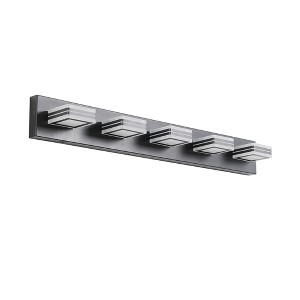 VYNXARIA Black Wall Lights, 34" Modern 5-Light Vanity Fixture for Sleek Bathroom and Mirror Lighting - 1 of 4