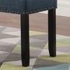 Roundhill Furniture Biony Fabric Dining Bench with Nailhead Trim, Blue - 3 of 4