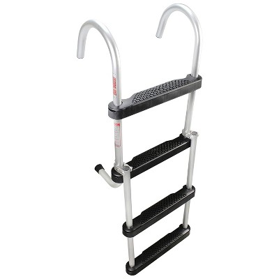 Extreme Max 3005.4086 Compact Folding Durable Aluminum 4 Step 37 Inch No Slip Easy to Install Ladder for Freshwater Pontoon Boat