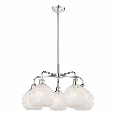 White Mouchette - 5 Light Stem Hung Chandelier In Modern Style-15.5 Inches Tall and 26 Inches Wide
