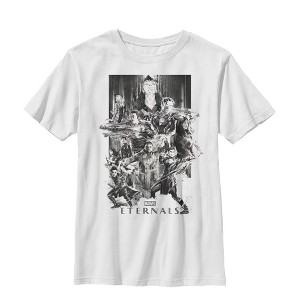 Boy's Marvel Eternals Greyscale Poster T-Shirt - 1 of 4