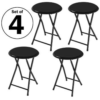 Trademark Home Heavy-Duty 24-Inch Folding Stools with Padded Seats, Black, Set of 4