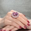 Guili Sterling Silver Ring with Rose Gold Plating, Pink Cubic Zirconia, and Halo Flower Design, Elegant Cocktail Style, Available in Sizes 6, 7, 8. - 3 of 3