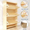 COZONY Rattan Shoe Cabinet with Flip Drawers, 3-Tier Space-Saving Shoe Storage Cabinet for Entryway, Modern Slim Hallway Shoe Organizer - 4 of 4