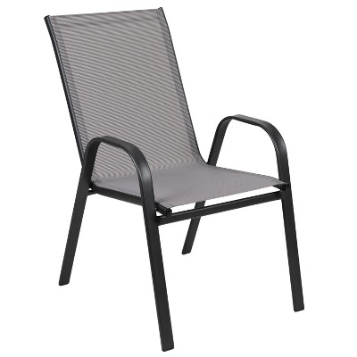 Gray Metal and Fabric 5-Piece Outdoor Dining Set with Glass Table