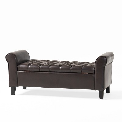NicBex Modern 50" Storage Bench Wood Accent Stool with Button Tufted and Armrests for Bedroom and Living Room