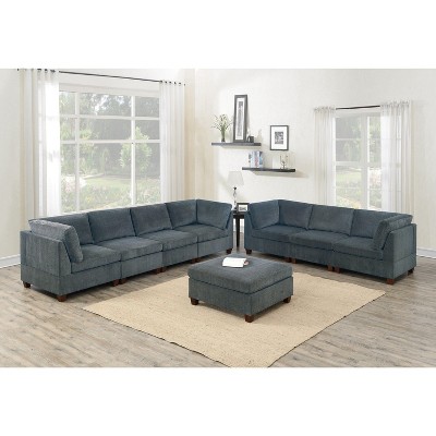 NicBex Modular Sectional 6pc Set L-Shaped Modular Sofa Bed Modern Including Couch 2x Corner Wedge 2x Armless Chairs and 2x Ottomans
