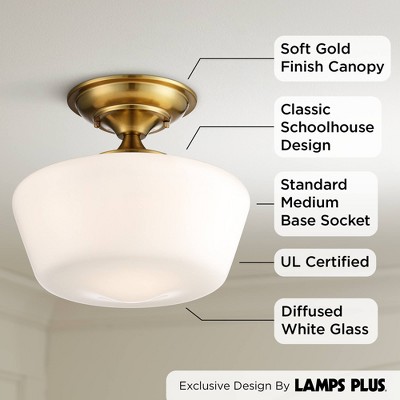 Soft Gold Opal Glass Globe Farmhouse Ceiling Light 20" x 9"