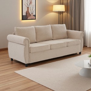 81.5" Polyester 3-Seater Sofa Bed with Memory Foam Mattress - 1 of 4