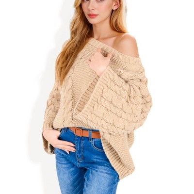 Anna-Kaci Women's Cable Knit Sweater with Bell Sleeves