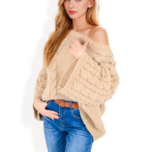Anna-Kaci Women's Cable Knit Sweater with Bell Sleeves - 1 of 4