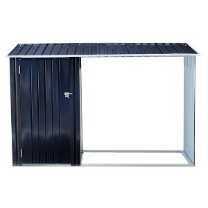 Firewood Storage Shed Outdoor, Open Woodshed for Wood Storage, 2-in-1 Garden Shed Sloping Roof Weather Resistant Galvanized Outdoor Storage Shed - 1 of 4
