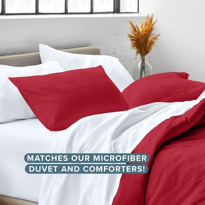 Red Hypoallergenic Microfiber Standard Pillow Sham Set