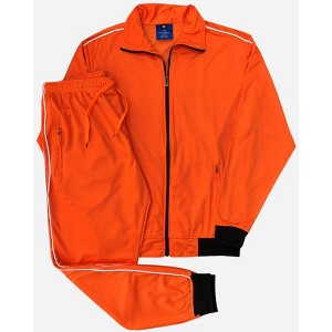Men 2-piece Classic Jogger Tracksuit Track Jacket & Trackpants Solid Plain Outfit - 1 of 4