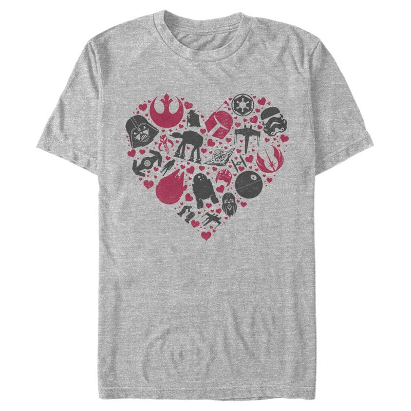 Men's Star Wars Valentine's Day Heart Icons T-Shirt, 1 of 6