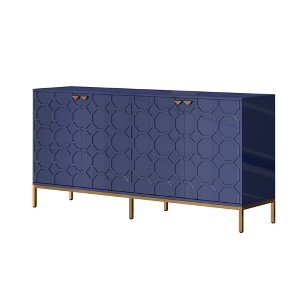 CLIHOME 4 Door Locker Accent Cabinet, 64'' Utility Storage Cabinets Credenzas Console Table With Gold Metal Legs - 1 of 4