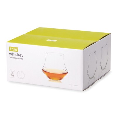 Curved Clear Glass Whiskey Tumblers, Set of 4, 12 oz