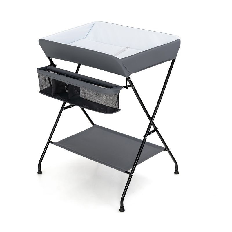 Costway Baby Infant Changing Table Folding Diaper Station Nursery with Storage Gray, 1 of 11