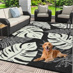 Waterproof Outdoor Rug – Reversible Plastic Straw Rug, Foldable, UV-Resistant with Bag & Stakes for Patio, RV, Camping, Picnic, Deck - 1 of 4
