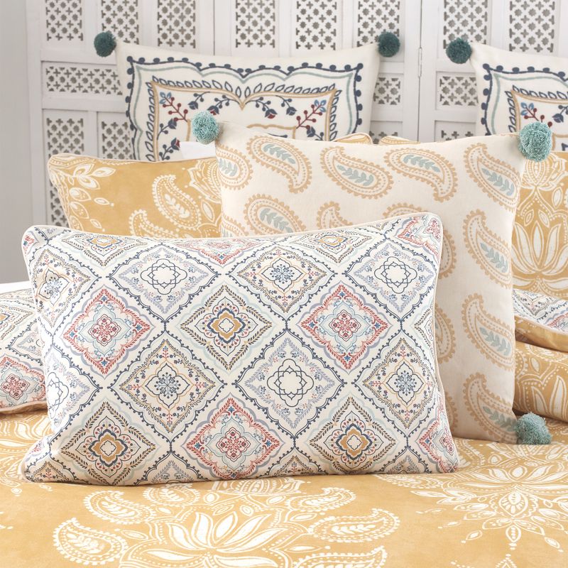 Landour Reversible Percale Cotton Comforter Set Yellow - Heirlooms of India, 3 of 7