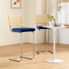 GlasFlength Dining Set with Rattan Back, Solid Wood Back, Velvet Seat for Dining Room, Kitchen, Counter, Blue, 18.9"*17.7"*42.54" - 3 of 4