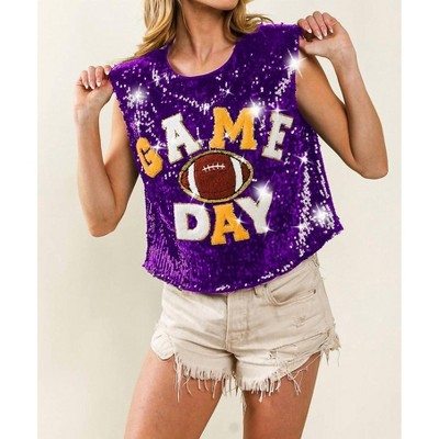 Women's Sleeveless Sequin Game Day Top - BiBi