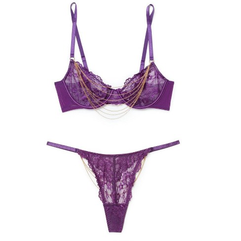 Women's Lace Plunge Push-up Bra - Auden™ Purple 36d : Target