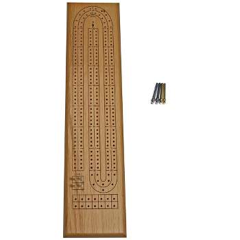 WE Games Classic Cribbage Set - Solid Wood Continuous 2 Track Board with Metal Pegs