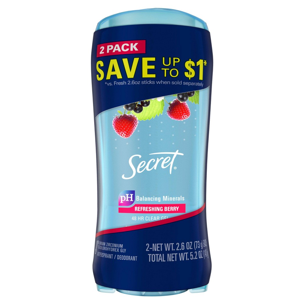 Photos - Deodorant Secret Fresh Clear Gel  for Women - Summer Berry - 2.6oz/2pk 