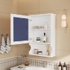 Sapphtopaz 20" Modern Wall Mounted Bathroom Cabinet with Mirror Wooden Medicine Cabinet with Open Shelf & Door Bathroom Mirrored Wall Cabinet - 3 of 4