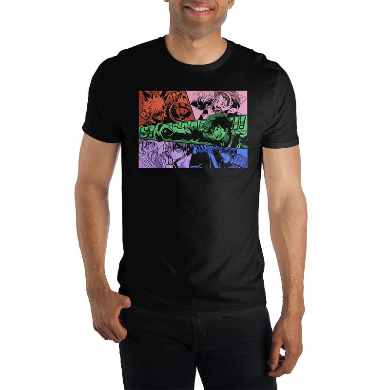 My Hero Academia Multicolored Action Group Black Graphic Tee, 1 of 4