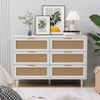 KWPZQEB Rattan Dresser for Bedroom, 6 Drawer Wood Boho Dresser Storage with Metal Handle, Chest of Drawers for Living Room, Hallway - 2 of 4