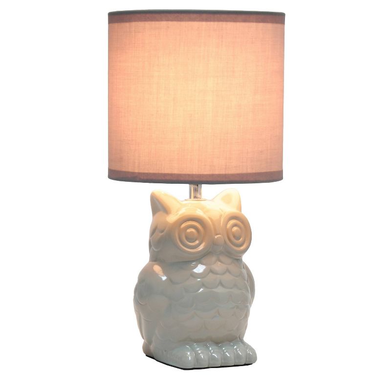 12.8" Contemporary Ceramic Owl Bedside Table Lamp with Matching Fabric Shade - Simple Design, 3 of 12