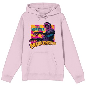 Universal Monsters Frankenstein It's A Monster Long Sleeve Cradle Pink Adult Hooded Sweatshirt - 1 of 2