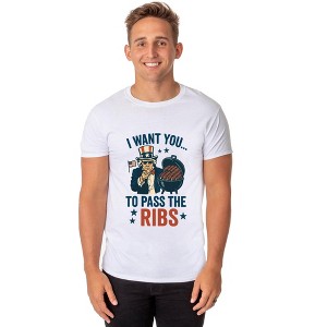 Uncle Sam T-Shirt Men's I Want You To Pass The Ribs Patriotic Tee - 1 of 4