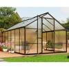 8x12FT Aluminum Greenhouse with Roof Vent Ground Nails Lockable Push Door Large Walk-in Green House for Outside Garden Backyard Patio Lawn - 4 of 4