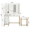 Makeup Vanity Desk with Power Outlet, White MDF/Gold, LED Mirror & Storage - 3 of 4