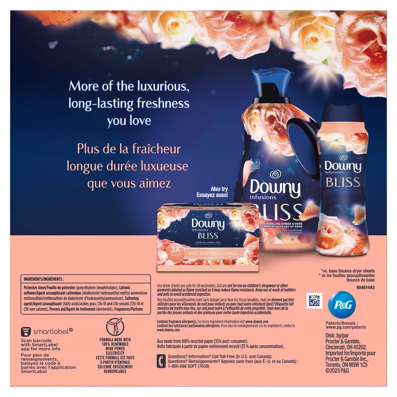 Downy Infusions Bliss Dryer Sheets - 130ct, 2 of 8