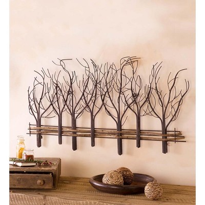 Wind & Weather Metal and Natural Vine Seven Winter Trees Wall Art