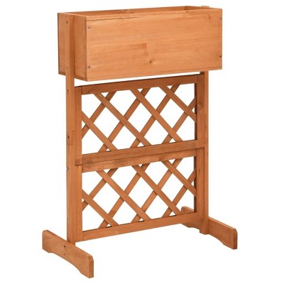 vidaXL Solid Firwood Garden Trellis Planter Raised Bed Flower Herb Box Pot Planting Bed Wooden Climbing Plant Outdoor Patio Terrace Orange